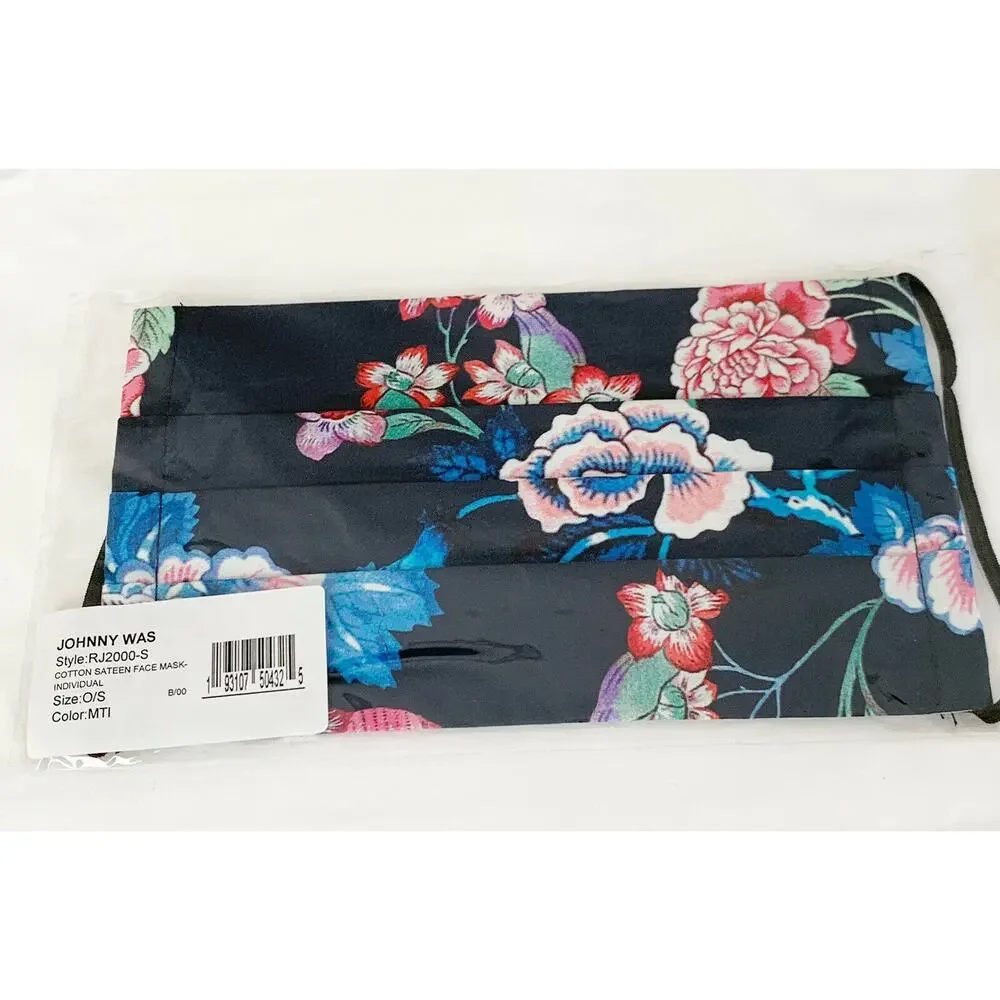 JOHNNY WAS Face Mask Designer Floral Cotton Face Mask
